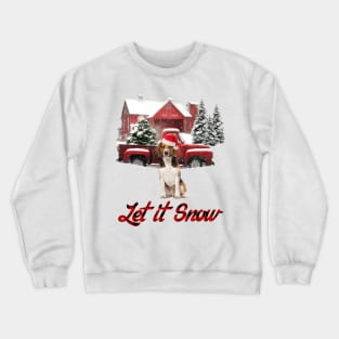 Beagle Let It Snow Tree Farm Red Truck Christmas Crewneck Sweatshirt